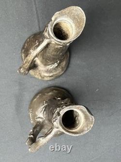 Art nouveau paire vases en étain signée W. Hering vers 1900