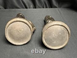 Art nouveau paire vases en étain signée W. Hering vers 1900