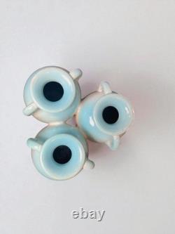 Art nouveau, petit vase triple amphore faïence émaillée Massier vers 1900