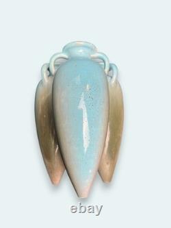 Art nouveau, petit vase triple amphore faïence émaillée Massier vers 1900