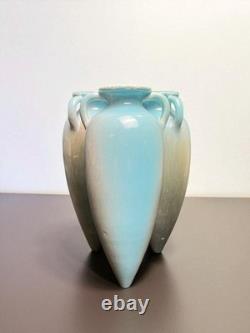 Art nouveau, petit vase triple amphore faïence émaillée Massier vers 1900