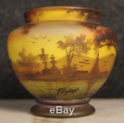 Art nouveau très joli vase en pâte de verre signé Peynaud