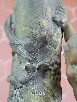 Auguste Moreau Vases Art Nouveau Putti Vendanges Moisson Régule sur Marbre XIXe