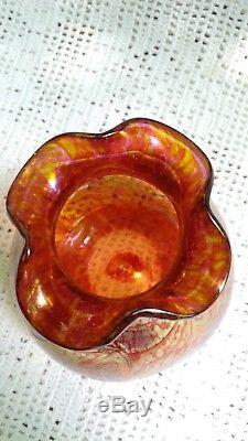 Austria Iridescent Glass Vase Dlg Loetz Décor Papillon Art Nouveau 1900