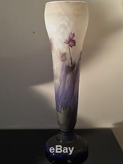 Authentique & Important Vase Art Nouveau 1900 Dégagé A L'acide Signé DAUM Nancy