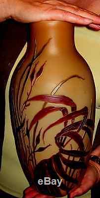 Authentique & Important Vase Art Nouveau 1900 Dégagé A L'acide Signé LEGRAS