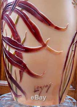 Authentique & Important Vase Art Nouveau 1900 Dégagé A L'acide Signé LEGRAS