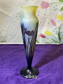 Authentique Vase Galle En Pte De Verre Décor Floral Epoque Art Nouveau An1900