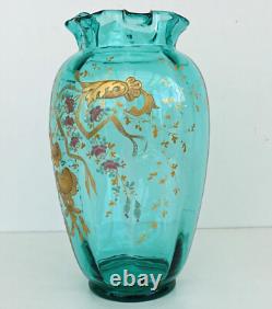 BACCARAT Vase Emaillé Décor Japonisant Art-Nouveau ca 1880