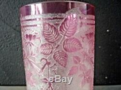 BACCARAT-Vase art nouveau gravé acide-décor floral-daum, saint-louis, muller, vsl