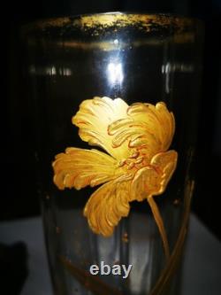 BACCARAT Vase en cristal et or, Art nouveau, décor d'iris Old gilded crystal