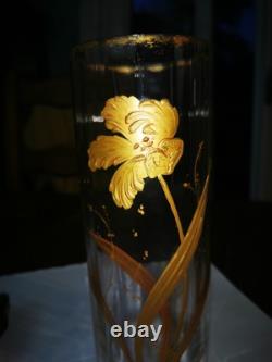 BACCARAT Vase en cristal et or, Art nouveau, décor d'iris Old gilded crystal
