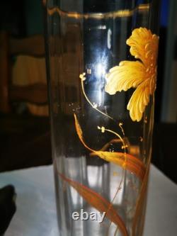 BACCARAT Vase en cristal et or, Art nouveau, décor d'iris Old gilded crystal