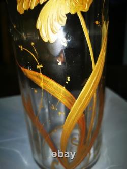 BACCARAT Vase en cristal et or, Art nouveau, décor d'iris Old gilded crystal