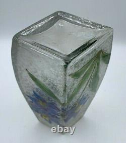 BACCARAT-rare vase art nouveau verre dégagé à l'acide et émaillé vers 1900-daum