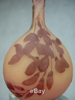 Beau Vase Multicouche Emile Galle 1900 Authentique Decor Glycines Art Nouveau