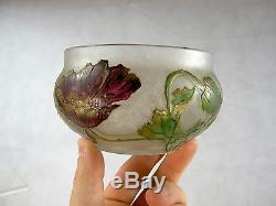 Boite 1900 Verre Degage A L'acide Emaille Fleurs Art Nouveau Daum Legras No Vase