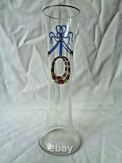 Baccarat Enamelled Crystal Vase Cristal Emaille Grave Louis XVI Art Nouveau 1900