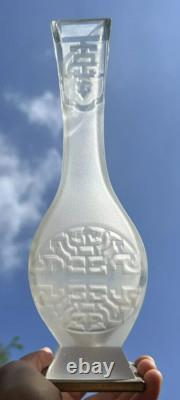 Baccarat Etched Vase Cristal Grave Acide Art Nouveau Japonisant Asiatique Chine