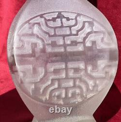 Baccarat Etched Vase Cristal Grave Acide Art Nouveau Japonisant Asiatique Chine