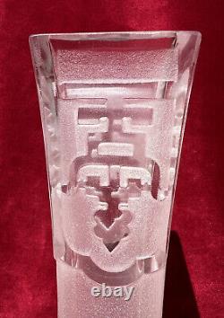 Baccarat Etched Vase Cristal Grave Acide Art Nouveau Japonisant Asiatique Chine