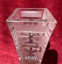 Baccarat Etched Vase Cristal Grave Acide Art Nouveau Japonisant Asiatique Chine