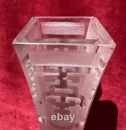 Baccarat Etched Vase Cristal Grave Acide Art Nouveau Japonisant Asiatique Chine