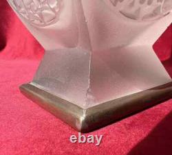 Baccarat Etched Vase Cristal Grave Acide Art Nouveau Japonisant Asiatique Chine