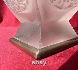 Baccarat Etched Vase Cristal Grave Acide Art Nouveau Japonisant Asiatique Chine