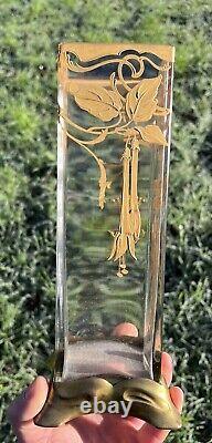 Baccarat Gold Enamelled Vase Cristal Emaille Grave Couronne Monarchie Royaliste