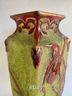 Baccarat Vase Art Nouveau Au Décor Des Orchidées