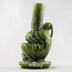 Barbotine MAJOLICA SARREGUEMINES Vase Sculpture CHINOIS Vert Art Nouveau/déco