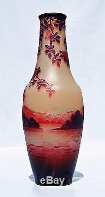 Beau Vase DE VEZ Camille Tutré de Varreux Devez Pâte de Verre Gravé Art Nouveau