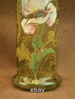 Beau Vase En Verre Emaille Art Nouveau Decor De Pavot Legras