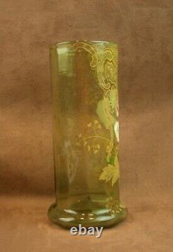 Beau Vase En Verre Emaille Art Nouveau Decor De Pavot Legras