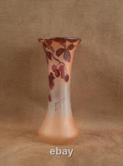 Beau Vase Signé Legras Art Nouveau Verre Decor Degage A L'acide Serie Rubis