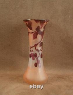 Beau Vase Signé Legras Art Nouveau Verre Decor Degage A L'acide Serie Rubis