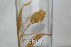 Beau vase en cristal émaillé décor de coquelicots Legras/Montjoye 30cm