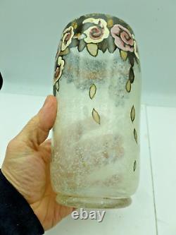Becken & Richy (Legras &Cie) Vase Art Nouveau à décor émaillé de fleurs