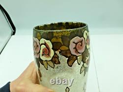 Becken & Richy (Legras &Cie) Vase Art Nouveau à décor émaillé de fleurs