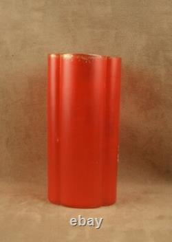 Bel Ancien Vase En Verre Emaille A L'or Art Nouveau Decor Oeillets