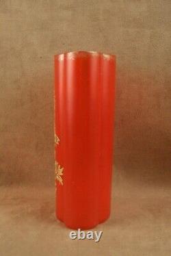 Bel Ancien Vase En Verre Emaille A L'or Art Nouveau Decor Oeillets
