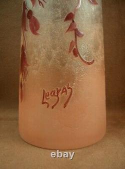 Belle Paire De Vases Art Nouveau Signé Legras Serie Rubis Decor Gravé A L'acide