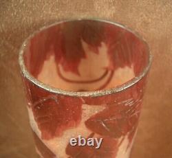 Belle Paire De Vases Art Nouveau Signé Legras Serie Rubis Decor Gravé A L'acide