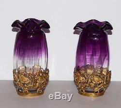 Belle paire de vases en verre époque Art Nouveau vers 1900