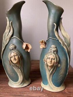 Bernard Bloch (1836-1909) Paire de Vases Art Nouveau Gres emaillé BB