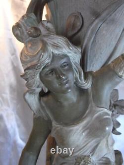 Bernhard Bloch Antique Grand Vase Sculpture Art Nouveau Statue Terre Cuite