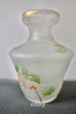 Blanchet Vase Verre Émaille Dégagé À L'acide Signé Art Nouveau Daum/montjoye