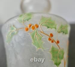 Blanchet Vase Verre Émaille Dégagé À L'acide Signé Art Nouveau Daum/montjoye