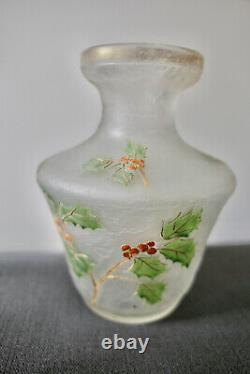 Blanchet Vase Verre Émaille Dégagé À L'acide Signé Art Nouveau Daum/montjoye